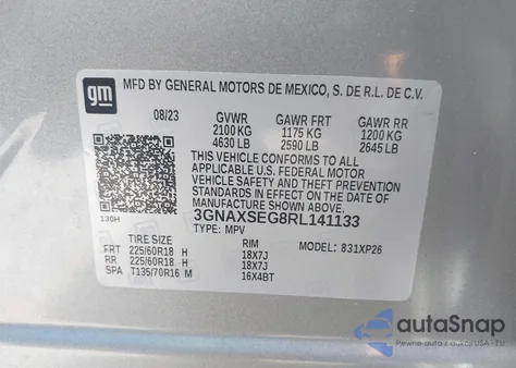 2024 Chevrolet Equinox Awd Ls from USA, damaged, VIN 3GNAXSEG8RL141133